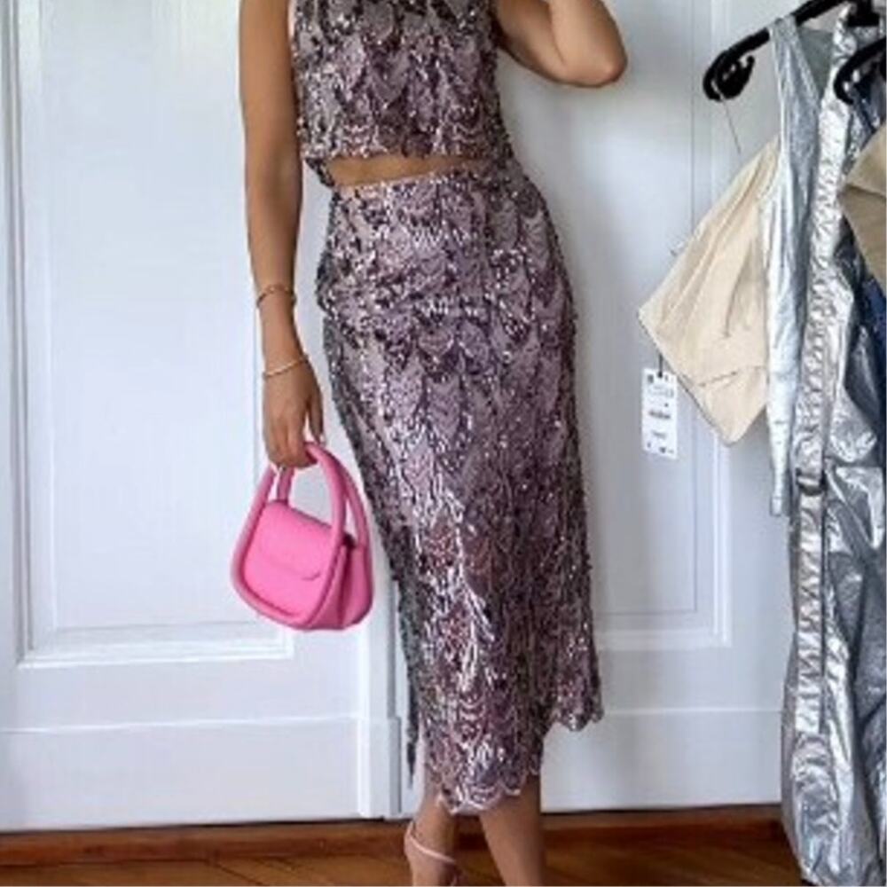Zara Purple Midi Skirt